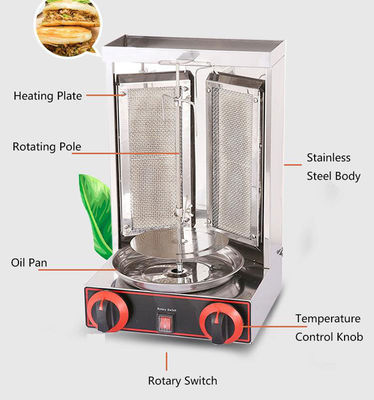 Stainless Steel Gas Shawarma Grill Machine for Automatic Rotating Doner Kebab Chicken