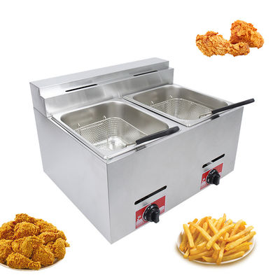 6L 6L Double-tank Gas Fryer for Making Frying Food on Table Top in Commercial Kitchen