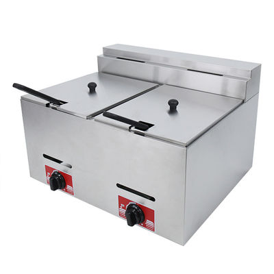 6L 6L Double-tank Gas Fryer for Making Frying Food on Table Top in Commercial Kitchen