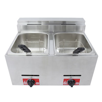 6L 6L Double-tank Gas Fryer for Making Frying Food on Table Top in Commercial Kitchen