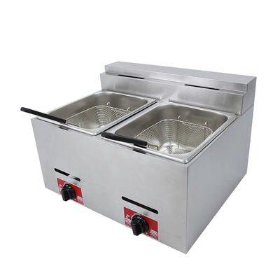 6L 6L Double-tank Gas Fryer for Making Frying Food on Table Top in Commercial Kitchen