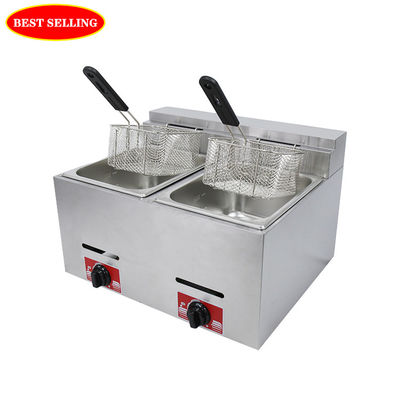 6L 6L Double-tank Gas Fryer for Making Frying Food on Table Top in Commercial Kitchen