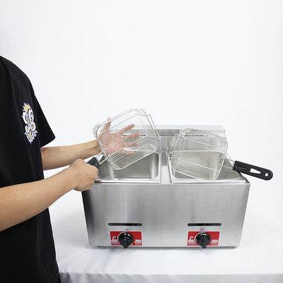 6L 6L Double-tank Gas Fryer for Making Frying Food on Table Top in Commercial Kitchen