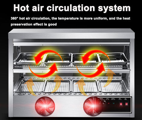 43KG Stainless Steel Food Display Warmer Showcase 1.6KW Electric Hot Food Warmer