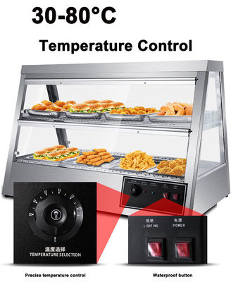 43KG Stainless Steel Food Display Warmer Showcase 1.6KW Electric Hot Food Warmer
