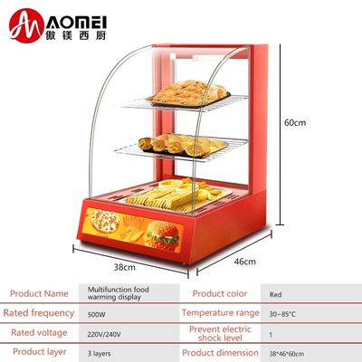 Commercial Mini Electric Food Display Warmer Showcase with Three Layers 380x460x600mm