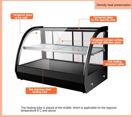 Electric Curved Glass Pizza Bread Food Warmer Display With Advantage Long Service Life