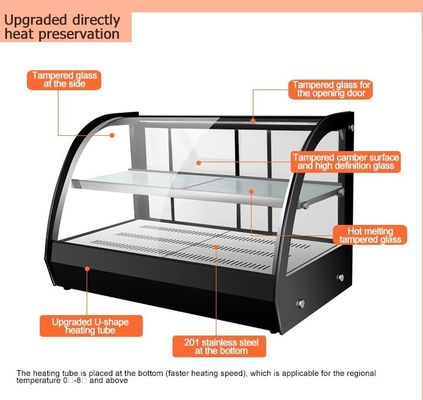 Curved Glass Showcase Electric Industrial Restaurant Snack Shop 2 Layers Hot Food Display Warmer
