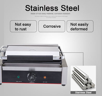 220V Commercial Stainless Steel Single Contact Grill Electric Panini Sandwich Press