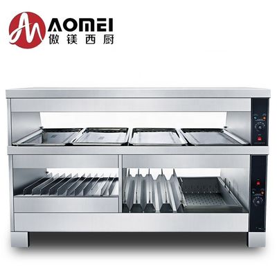 3 in 1 Combo Cabinet Food Warmer Display Stainless Steel Acrylic Tabletop Commercial