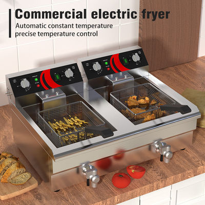 Double 13L 13L Stainless Steel Deep Fryer for Retail and Commercial Applications