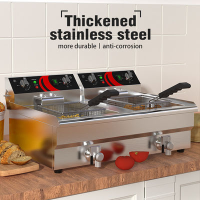 Double 13L 13L Stainless Steel Deep Fryer for Retail and Commercial Applications