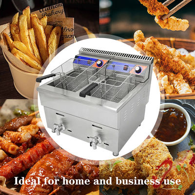 220V Double-tank Gas Deep Fryer Machine for Fast Food Restaurant Stainless Steel Chicken Fryer