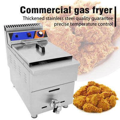 Food Beverage Shops Stainless Steel Gas Deep Fryer with Oil Valve and Long Service Life