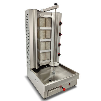 High Power Grill Meat Fast and Efficiently with 4 Burner Gas Chicken Shawarma Machine