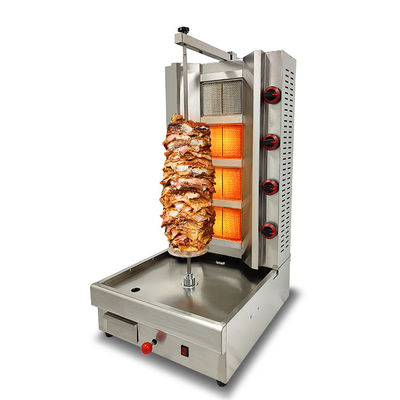 High Power Grill Meat Fast and Efficiently with 4 Burner Gas Chicken Shawarma Machine
