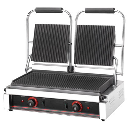 Easy Operation Commercial Double Sandwich Press Machine with Stainless Steel Heads