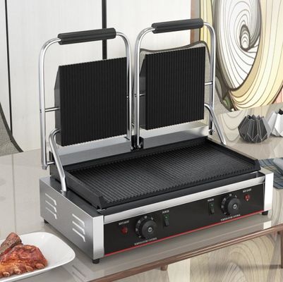Easy Operation Commercial Double Sandwich Press Machine with Stainless Steel Heads