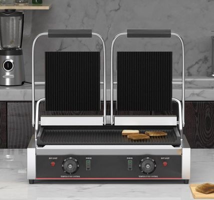 Easy Operation Commercial Double Sandwich Press Machine with Stainless Steel Heads