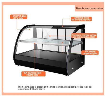 Fast Food Electric Food Warmer Display Pastry Showcase with 220V 250W Voltage Customize