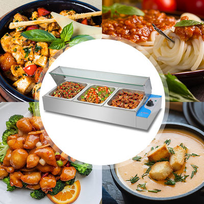 270*330*100mm Pan Size 220V Glass Cover Bain Marie with 3/4/5/6 Plates Professional