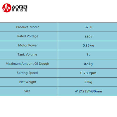 Online Support 7L Professional Kitchen Electric Bakery Baking Mixer Food Mixer Dough Mixer