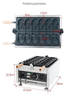 Korean Fish Cake Commercial Electric Taiyaki Waffle Maker with 18 KG Stainless Steel