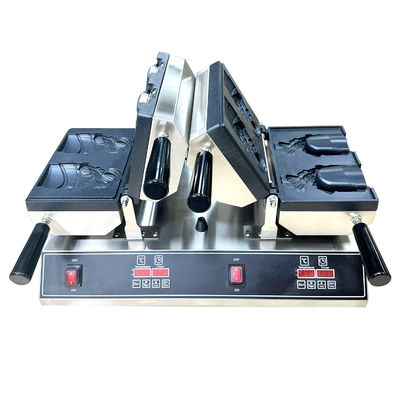 Double Waffle Maker Ice Cream Machine with Open Mouth Fish Shape and Timer 0-10 minutes