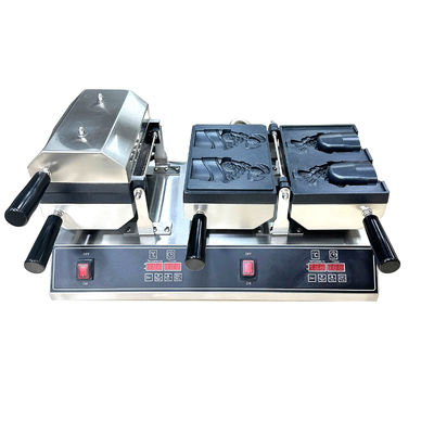 Double Waffle Maker Ice Cream Machine with Open Mouth Fish Shape and Timer 0-10 minutes