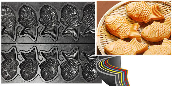 Stainless Steel Taiyaki Making Machine for Snack Equipment and 128x8x78mm Fish Size