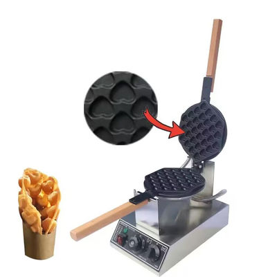Stainless Steel Non-stick Mini Heart Shape Cone Bubble Waffle Maker for Snack Machine