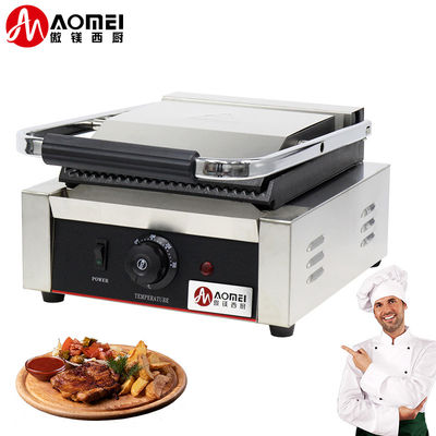 Electric Contact Panini Grill Press Grill with Full Grooves and Anti-Scalding Handles