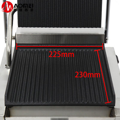 Electric Contact Panini Grill Press Grill with Full Grooves and Anti-Scalding Handles