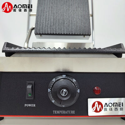 Electric Contact Panini Grill Press Grill with Full Grooves and Anti-Scalding Handles