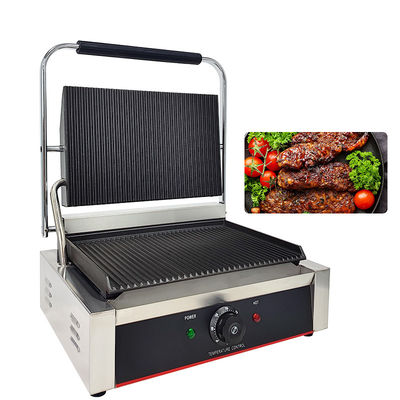 Full Grooved Electric Contact Grill Machine for Commercial Upper Grill Size 340*230mm