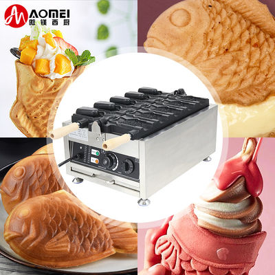 Electric Japanese Snack Machine for 5pcs Taiyaki Fish Waffle Maker and Ice Cream Cone