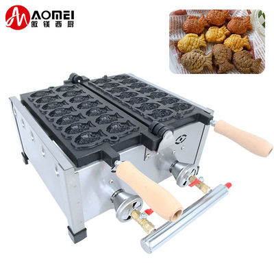 Taiyaki Gas Type Mini Fish Waffle Maker at 410x360x210mm for Japanese Taiyaki Snack Food