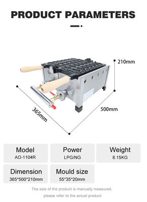 Taiyaki Gas Type Mini Fish Waffle Maker at 410x360x210mm for Japanese Taiyaki Snack Food
