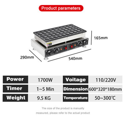 50 Piece Electric Non-Stick Taiyaki Waffle Machine with Commercial Poffertjes Plates