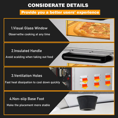 2000W Single Pizza Oven for Professional Pizza Makers in Bakery Restaurant Kitchen
