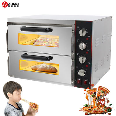 Electric Double Layer Pizza Oven with Stone Panel Inside 670*680*600mm Stainless Steel
