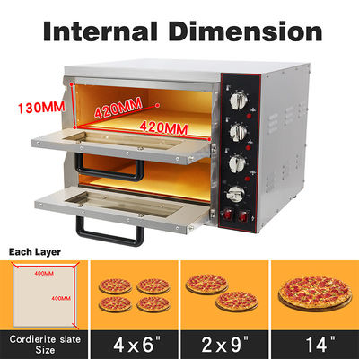 Electric Double Layer Pizza Oven with Stone Panel Inside 670*680*600mm Stainless Steel