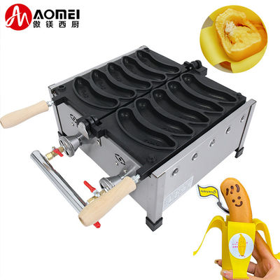 AM-05R Nonstick Coating Banana Shape Waffle Makers for 5pcs Electric Long Waffles