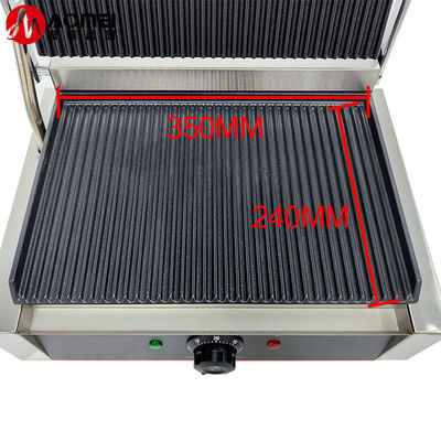220V Commercial Electric Cast Iron Contact Sandwich Panini Press Maker Grill Griddle Machine