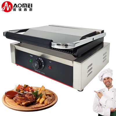 220V Commercial Electric Cast Iron Contact Sandwich Panini Press Maker Grill Griddle Machine