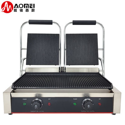 Non-Stick Electric Panini Contact Grill for Restaurant and Hotel Cooking Function