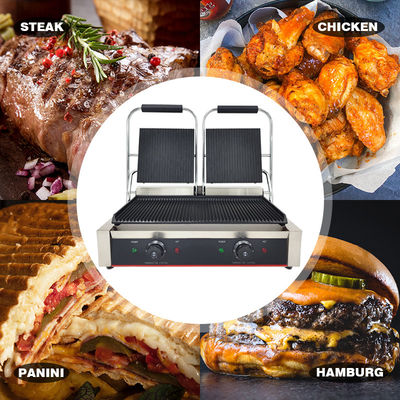 Non-Stick Electric Panini Contact Grill for Restaurant and Hotel Cooking Function