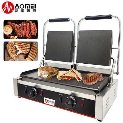 Stainless Steel Cast Iron Panini Contact Grill Maker for Restaurant Bakery Snack 220v