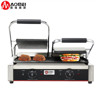 Commercial Electric Cast Iron Contact Sandwich Panini Press Maker Grill Griddle Machine