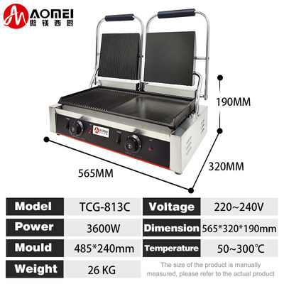 Commercial Electric Cast Iron Contact Sandwich Panini Press Maker Grill Griddle Machine